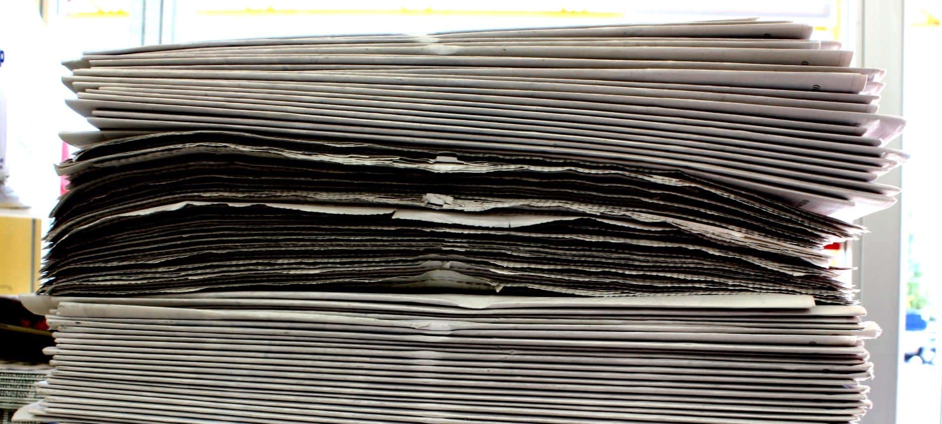 Large stack of newspapers