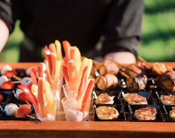 A platter of various appetizers